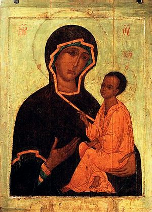 Тихвинская икона Божией Матери, список XVI в. 