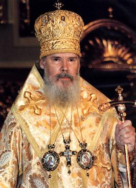 Святейший Патриарх Алексий во время богослужения в Богоявленском Патриаршем соборе