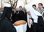 В Великий вторник Предстоятель Русской Церкви совершил Литургию Преждеосвященных Даров в Крестовоздвиженском Иерусалимском монастыре