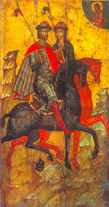 Икона князей страстотерпцев Бориса и Глеба. Вторая половина XIV в. 