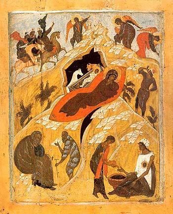 Рождество Христово, древнерусская икона начала XVI в.