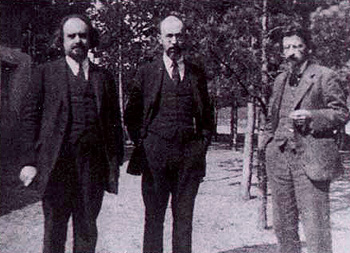 Н.Бердяев, С.Франк и Л.Карсавин на съезде РСХД в Саароне. Фото, 1923 г. 