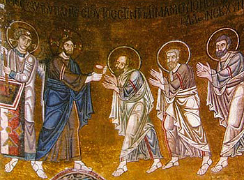 Евхаристия. Мозаика собора св. Софии в Киеве, XI в.