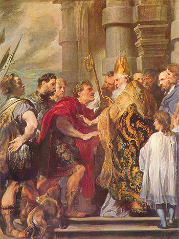 Св. Амвросий Медиоланский и император Феодосий