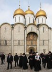 В неделю 2-ю Великого поста Святейший Патриарх Кирилл совершил Божественную литургию св. Василия Великого в Успенском соборе Московского Кремля