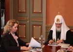 Святейший Патриарх Кирилл встретился с супругой Президента России С.В.Медведевой