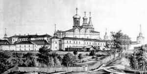 Богословский монастырь близ Рязани. Гравюра XIX в.