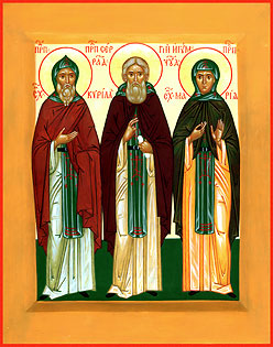 Преподобные Сергий, Кирилл и Мария Радонежские. Современная икона