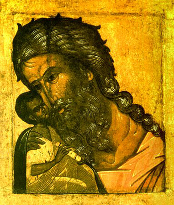 Богомладенец Иисус и праведный Симеон Богоприимец. Древнерусская икона