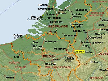 Ахен на карте Германии