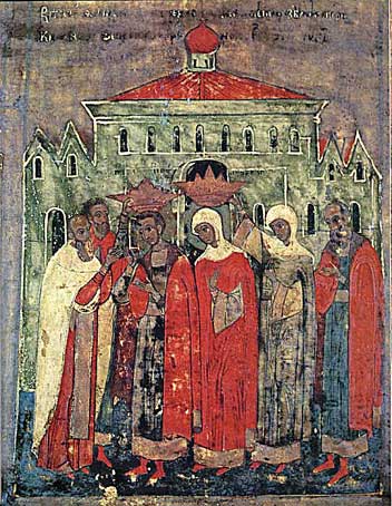 Клеймо иконы «Петр и Феврония с житиями», 1618 г.