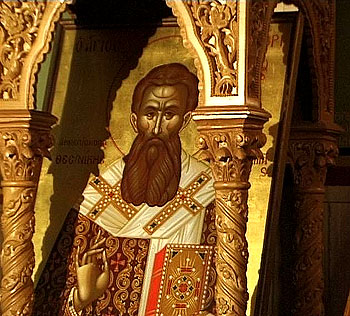 Свт. Григорий Палама. Икона у мощей в храме в честь святителя, г. Солоники 