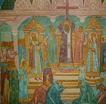 Воздвижение Креста. Роспись Крестовоздвиженской церкви Толгского монастыря (фрагмент)