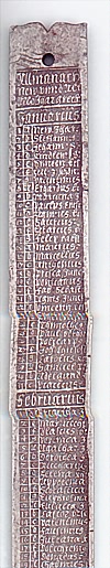 Линейка с юлианским и григорианским календарями (1600-1620 гг.)
