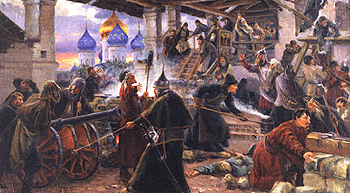 Оборона Троице-Сергиевой лавры в 1609 г. Худ. С.Д. Милорадович. 1893