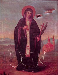 Оскверненная икона Божией Матери из монастыря Девич (г.Србица)