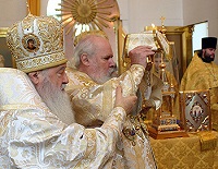 Святейший Патриарх Алексий совершил освящение храма Усекновения главы св. Иоанна Предтечи в Саровской пустыни