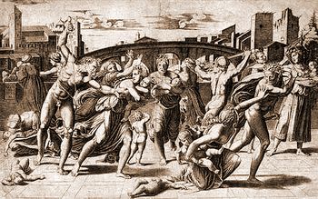 Избиение младенцев. Маркантонио Раймонди. XVI век