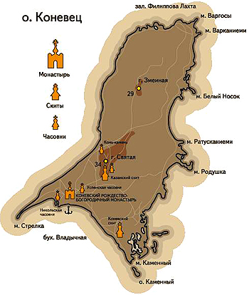 Карта острова Коневец