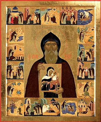 Преподобный Арсений Коневский с житием. Икона из собора Рождества Богородицы Коневского монастыря