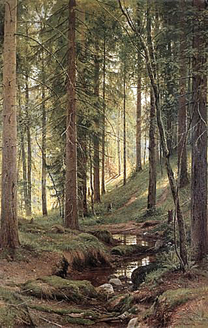 И.И.Шишкин. Ручей в лесу (На косогоре), 1880 г.