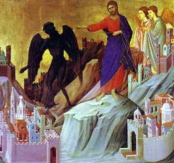 Искушение Христа на горе. Худ. Дуччио ди Буонисенья, 1311 г.