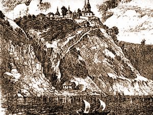 Храм и пещеры Белогорья. Старинная гравюра