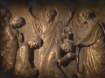 Крещение стражников апостолом Петром. Барельеф собора святого Петра в Риме