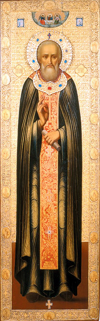 Святой преподобный Сергий Радонежский. Икона XIX в., написанная на крышке гроба преподобного.