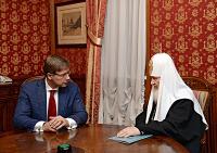 Состоялась встреча Святейшего Патриарха Кирилла с мэром Риги Н.В. Ушаковым