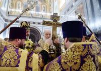 В канун праздника Воздвижения Креста Господня Святейший Патриарх Кирилл совершил всенощное бдение в Храме Христа Спасителя в Москве