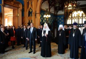 Святейший Патриарх Кирилл посетил пасхальный прием в Министерстве иностранных дел России