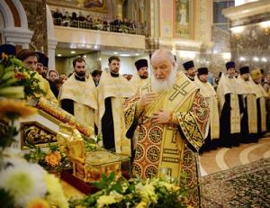 Святейший Патриарх Кирилл совершил утреню всенощного бдения в кафедральном соборе Христа Спасителя в Калининграде
