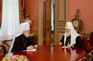 Святейший Патриарх Кирилл провел рабочую встречу с митрополитом Таллинским Евгением