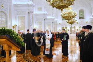 Святейший Патриарх Кирилл освятил Георгиевский зал Большого Кремлевского дворца