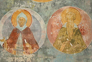 Прп. Ефрем Сирин и прп. Иоанн Лествичник. Фреска Дионисия