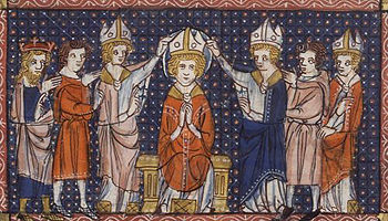 Хиротония св. Илария, миниатюра XIV в.