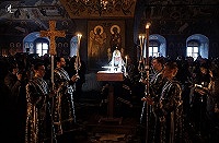 Святейший Патриарх Кирилл совершил повечерие с чтением Великого канона прп. Андрея Критского в Новоспасском ставропигиальном монастыре Святейший Патриарх Кирилл совершил повечерие с чтением Великого канона прп. Андрея Критского в Новоспасском ставропигиальном монастыре