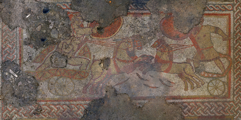В Англии найдена уникальная древнеримская мозаика, изображающая поединок Ахилла и Гектора