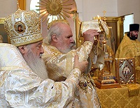 Святейший Патриарх Алексий совершил освящение храма Усекновения главы св. Иоанна Предтечи в Саровской пустыни Святейший Патриарх Алексий совершил освящение храма Усекновения главы св. Иоанна Предтечи в Саровской пустыни