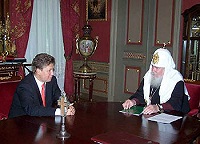 Состоялась встреча Святейшего Патриарха с председателем ОАО «Газпром» А. Б. Миллером