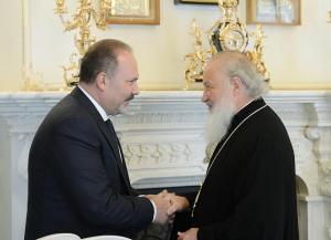 Святейший Патриарх Кирилл встретился с министром строительства и жилищно-коммунального хозяйства РФ М.А. Менем