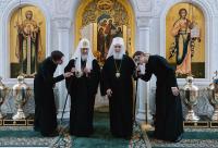 Поздравление Предстоятеля Русской Православной Церкви Святейшему Патриарху Сербскому Иринею с семилетием Патриаршей интронизации