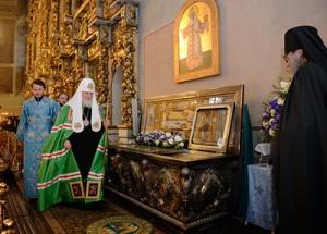 В годовщину интронизации святителя Тихона Святейший Патриарх Кирилл совершил молебен в Донском ставропигиальном монастыре