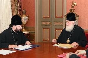 Святейший Патриарх Кирилл принял архиепископа Владикавказского Леонида