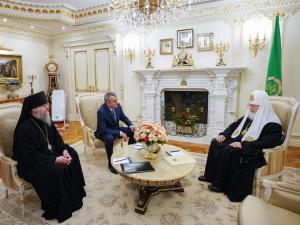 Святейший Патриарх Кирилл встретился с главой Республики Северная Осетия-Алания С.И. Меняйло и епископом Владикавказским Герасимом